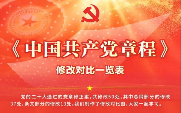 《中國(guó)共產(chǎn)黨章程》修改對(duì)比一覽表